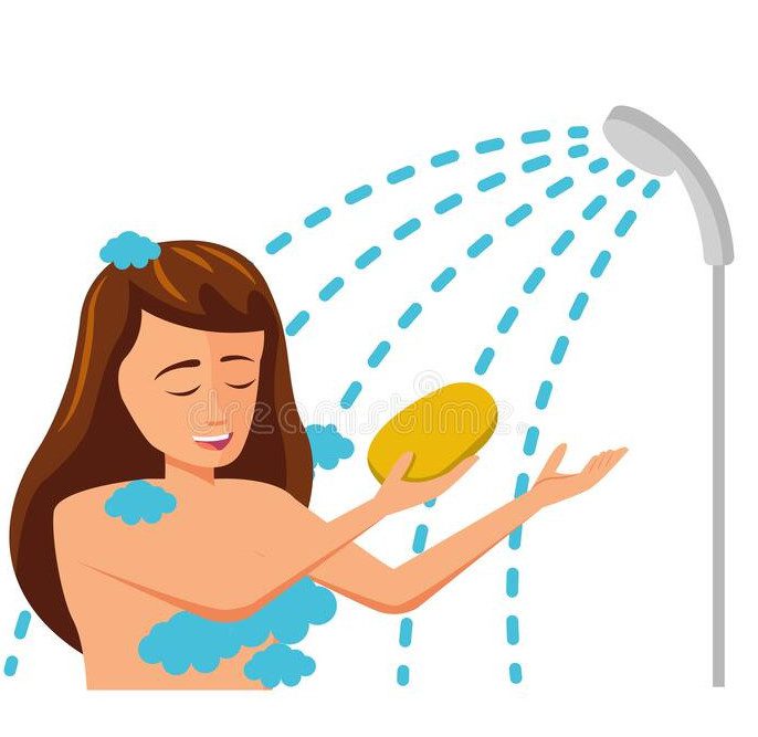 cartoon image of woman in cold shower