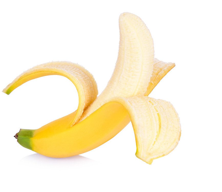partially peeled banana