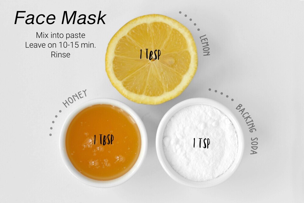 Face mask with honey, lemon, & baking soda